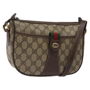 GUCCI GG Supreme Web Sherry Line Bag PVC Beige Gold 89 02 032 Auth th5867